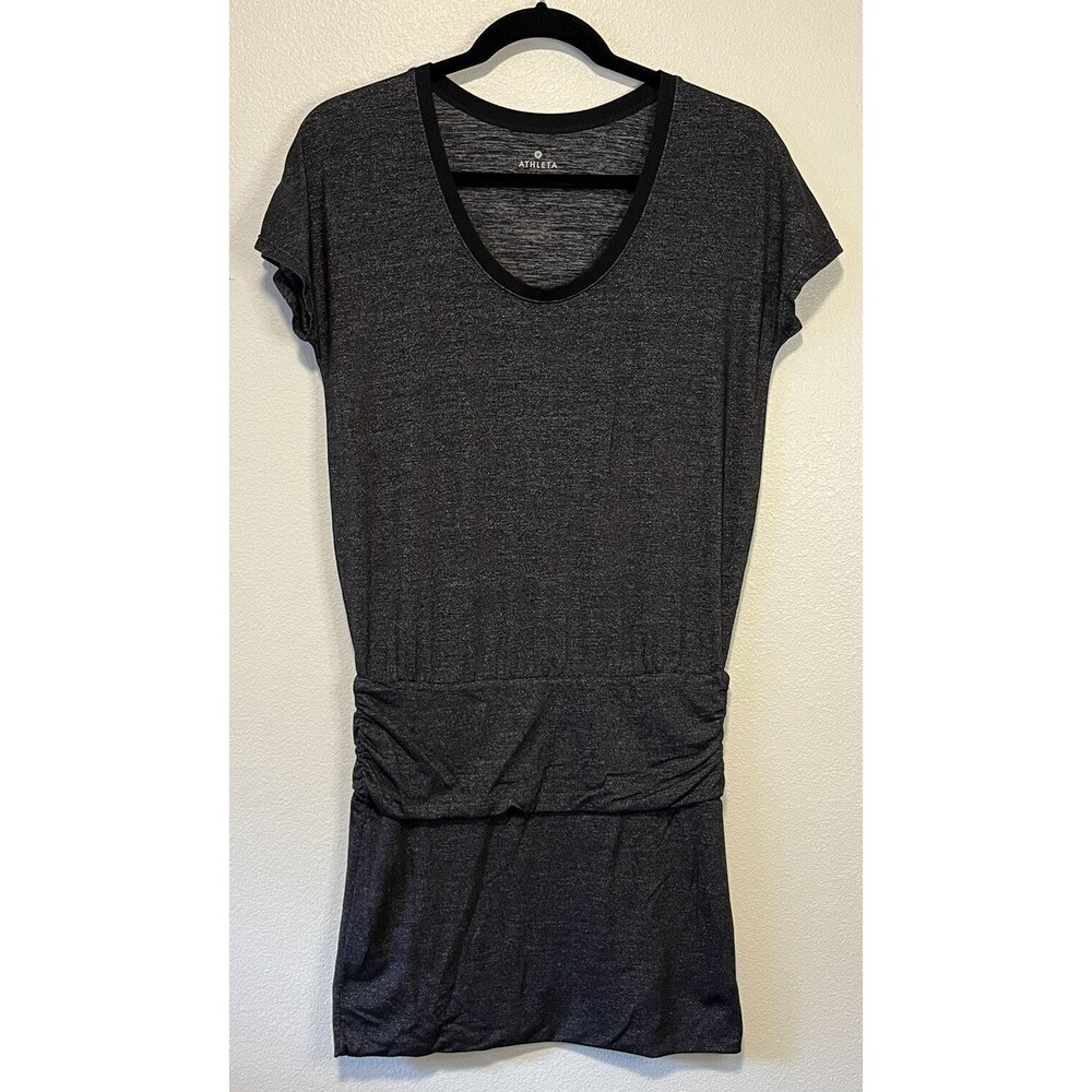 Athleta Odyssey Tee Dress Size Small Heathered Black Athleisure